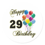 Happy 29th Birthday Gifts with Balloons stickers