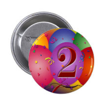 Happy 2nd Birthday Balloons Button