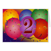 Happy 2nd Birthday Balloons Greeting Card