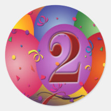 Happy 2nd Birthday Balloons Round Sticker