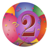 Happy 2nd Birthday Balloons Round Sticker