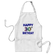 Happy 30th Birthday Design in Balloon Font Aprons