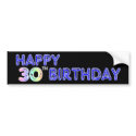 Happy 30th Birthday Design in Balloon Font bumper stickers