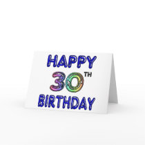 Happy 30th Birthday Design in Balloon Font cards