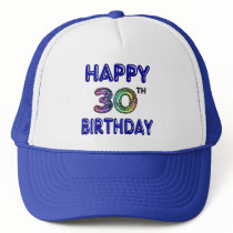 Happy 30th Birthday Design in Balloon Font hats