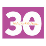 Happy 30th Birthday Milestone Postcards in purple