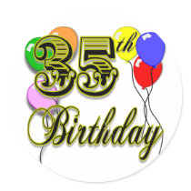 Happy 35th Birthday Gifts Round Sticker