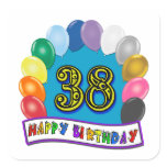 Happy 38th Birthday Balloon Arch Square Stickers