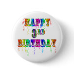 Happy 3rd Birthday Circus Font - Personalize it Pinback Buttons