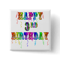 Happy 3rd Birthday Circus Font - Personalize it Pinback Button