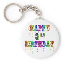 Happy 3rd Birthday Circus Font - Personalize it Key Chain