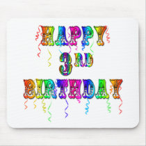Happy 3rd Birthday Circus Font - Personalize it Mouse Mat