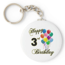 Happy 3rd Birthday Keychain and Birthday Apparel