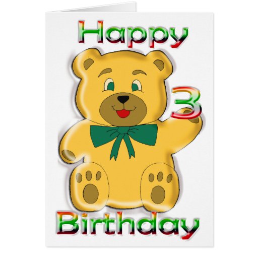 Happy 3rd Birthday Teddy Bear Card
