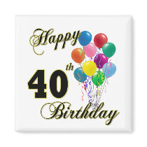 Happy 40th Birthday Gifts and Birthday Apparel Fridge Magnet