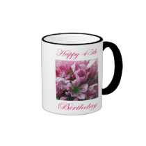 Happy 45th Birthday Pink and Green Flower mugs