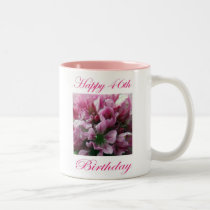 Happy 46th Birthday Pink and Green Flower mugs