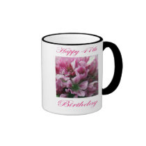 Happy 47th Birthday Pink and Green Flower mugs