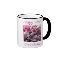 Happy 49th Birthday Pink and Green Flower mugs