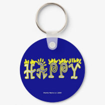 Happy (4c) Keychain by bluebeachsong Happy (4c) Keychain