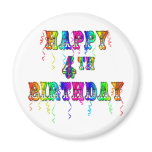 Happy 4th Birthday Circus Font magnets