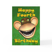 Happy 4th Birthday Monkey Banana cards