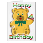Happy 4th Birthday Teddy Bear Card