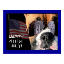 Happy 4th of July Boxer postcard