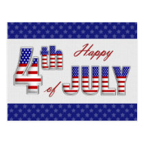 Happy 4th of July. Customizable postcards