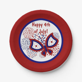 Happy 4th Of July Fireworks Butterfly Paper Plates 7 Inch Paper Plate