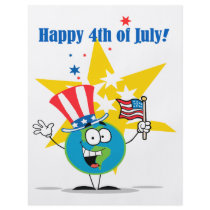 happy 4th of july globe cartoon patriotic flyer
