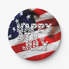 Happy 4th of July - Patriotic Paper Plates 7 Inch Paper Plate