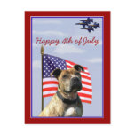 Happy 4th of July Patriotic pitbull postcard