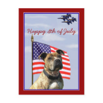 Happy 4th of July Patriotic pitbull postcard