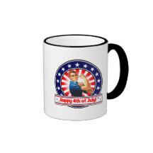 Happy 4th of July Patriotic USA Rosie The Riveter Mug
