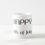 Happy 4th of July Rainbow Glitter Stars Typography Coffee Mug