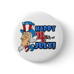 Happy 4th of July Uncle Sam Pinback Buttons
