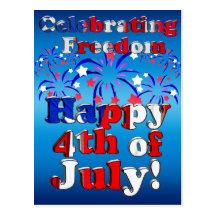 Happy 4th of July with Fireworks Post Cards