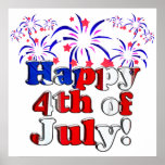 Happy 4th of July with Fireworks Print