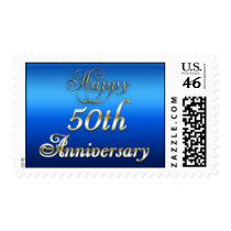Happy 50th Anniversary Blue and Gold  Postage stamps