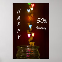 Happy 50th anniversary colorful hearts Poster posters