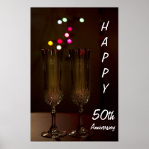 Happy 50th anniversary two glasses Poster posters