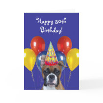 Happy 50th Birthday Boxer Dog greeting card