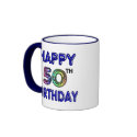 Happy 50th Birthday Coffee Cup and Travel Mugs by BirthdayZone Happy 50th Birthday Coffee Cup and Travel Mugs