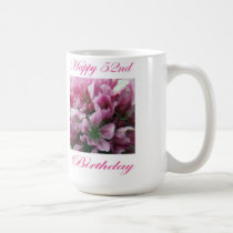 Happy 52nd Birthday Pink and Green Flower mugs
