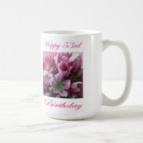 Happy 53rd Birthday Pink and Green Flower mugs