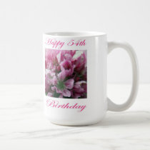 Happy 54th Birthday Pink and Green Flower mugs
