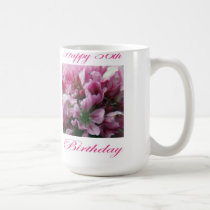 Happy 56th Birthday Pink and Green Flower mugs