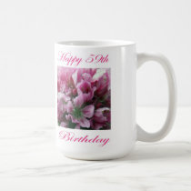 Happy 59th Birthday Pink and Green Flower mugs