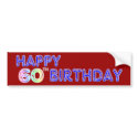 Happy 60th Birthday Gifts in Balloon Font bumper stickers by BirthdayZone Happy 60th Birthday Gifts in Balloon Font bumper stickers